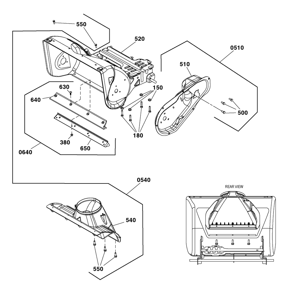 Frame Group Diagram and Parts List for 1697294-00-1022EESSNA 2020 Briggs and Stratton Snow Blower